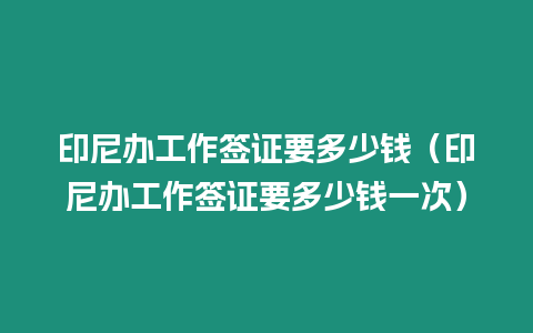 印尼辦工作簽證要多少錢（印尼辦工作簽證要多少錢一次）