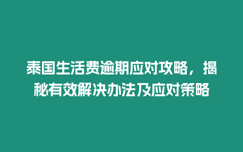 泰國生活費逾期應對攻略，揭秘有效解決辦法及應對策略