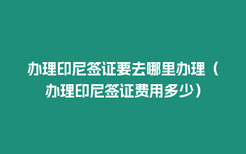 辦理印尼簽證要去哪里辦理（辦理印尼簽證費(fèi)用多少）