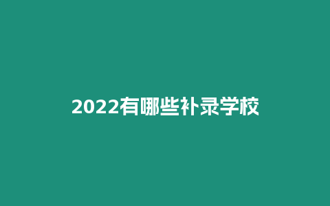 2022有哪些補錄學校