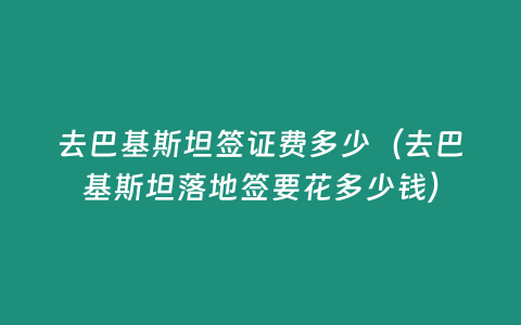 去巴基斯坦簽證費(fèi)多少（去巴基斯坦落地簽要花多少錢）