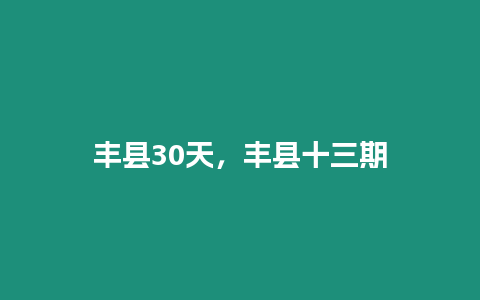 豐縣30天，豐縣十三期