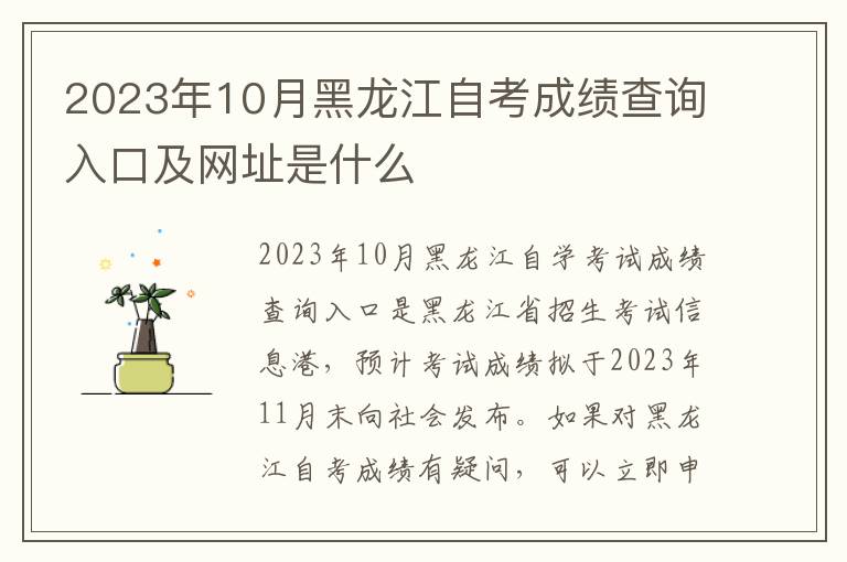 2025年10月黑龍江自考成績(jī)查詢?nèi)肟诩熬W(wǎng)址是什么