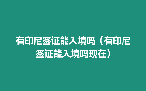 有印尼簽證能入境嗎（有印尼簽證能入境嗎現在）