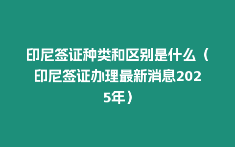 印尼簽證種類和區別是什么（印尼簽證辦理最新消息2025年）