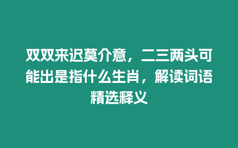 雙雙來遲莫介意，二三兩頭可能出是指什么生肖，解讀詞語精選釋義