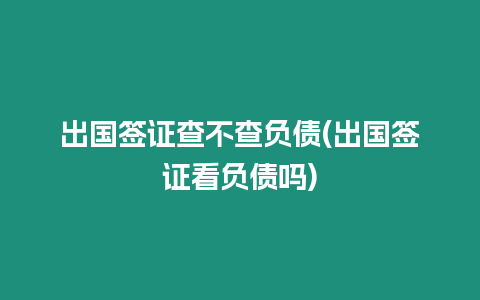 出國簽證查不查負(fù)債(出國簽證看負(fù)債嗎)