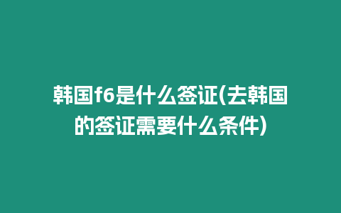 韓國f6是什么簽證(去韓國的簽證需要什么條件)