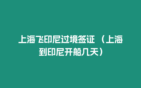 上海飛印尼過境簽證 （上海到印尼開船幾天）