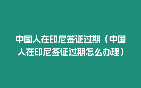 中國人在印尼簽證過期（中國人在印尼簽證過期怎么辦理）