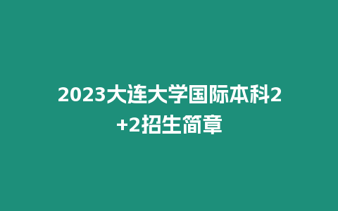 2023大連大學國際本科2+2招生簡章