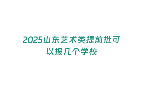 2025山東藝術類提前批可以報幾個學校