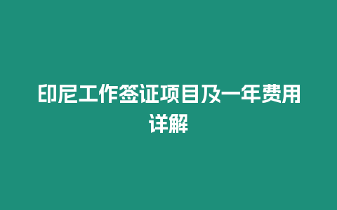 印尼工作簽證項目及一年費用詳解