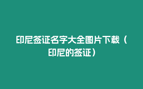 印尼簽證名字大全圖片下載（印尼的簽證）