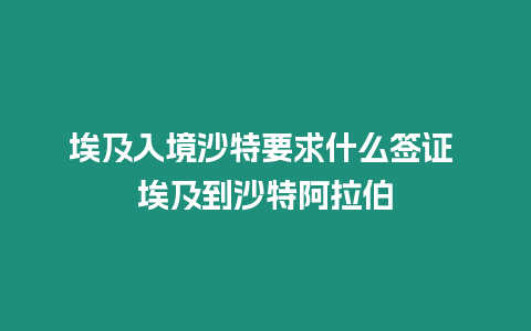 埃及入境沙特要求什么簽證 埃及到沙特阿拉伯