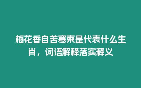 梅花香自苦寒柬是代表什么生肖，詞語解釋落實(shí)釋義