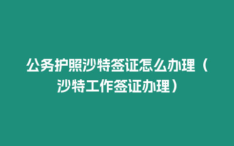 公務護照沙特簽證怎么辦理（沙特工作簽證辦理）