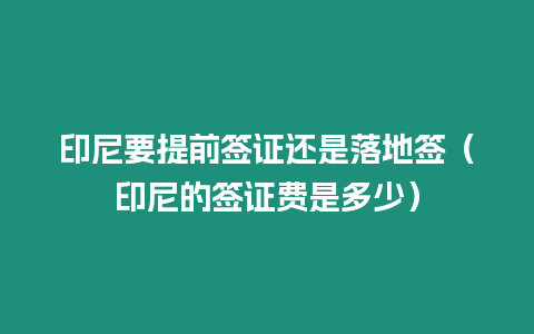 印尼要提前簽證還是落地簽（印尼的簽證費是多少）