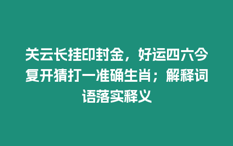 關云長掛印封金，好運四六今復開猜打一準確生肖；解釋詞語落實釋義