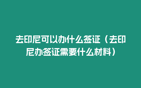 去印尼可以辦什么簽證（去印尼辦簽證需要什么材料）