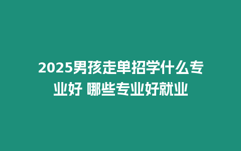 2025男孩走單招學什么專業好 哪些專業好就業