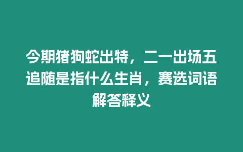 今期豬狗蛇出特，二一出場五追隨是指什么生肖，賽選詞語解答釋義