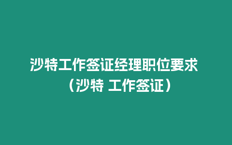 沙特工作簽證經(jīng)理職位要求 （沙特 工作簽證）