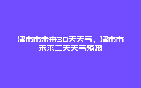 津市市未來30天天氣，津市市未來三天天氣預報