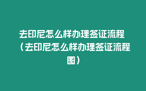 去印尼怎么樣辦理簽證流程 （去印尼怎么樣辦理簽證流程圖）