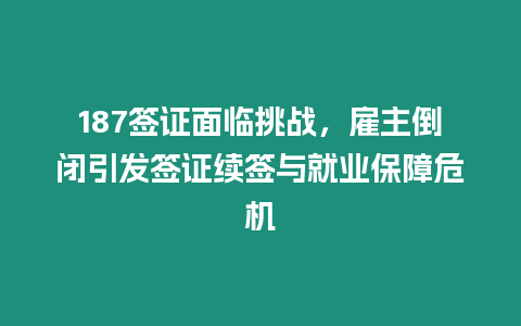 187簽證面臨挑戰，雇主倒閉引發簽證續簽與就業保障危機