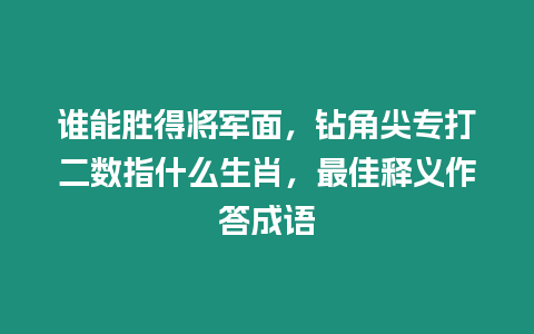 誰能勝得將軍面，鉆角尖專打二數指什么生肖，最佳釋義作答成語