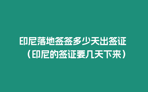 印尼落地簽簽多少天出簽證 （印尼的簽證要幾天下來）