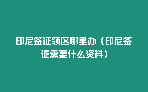 印尼簽證領區哪里辦（印尼簽證需要什么資料）