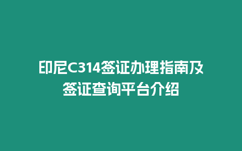 印尼C314簽證辦理指南及簽證查詢平臺介紹