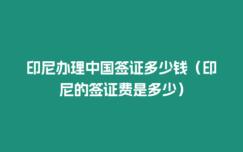 印尼辦理中國(guó)簽證多少錢（印尼的簽證費(fèi)是多少）