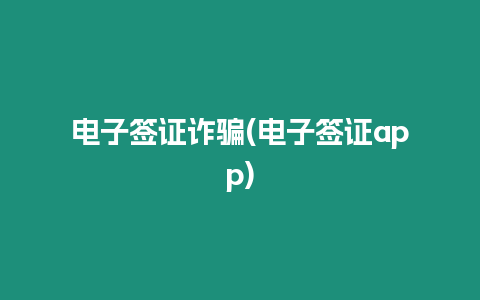 電子簽證詐騙(電子簽證app)