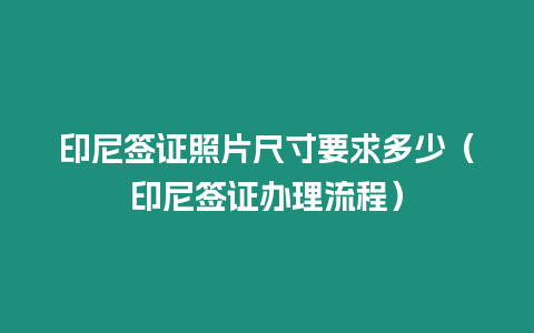 印尼簽證照片尺寸要求多少（印尼簽證辦理流程）