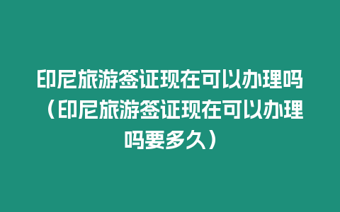 印尼旅游簽證現在可以辦理嗎（印尼旅游簽證現在可以辦理嗎要多久）