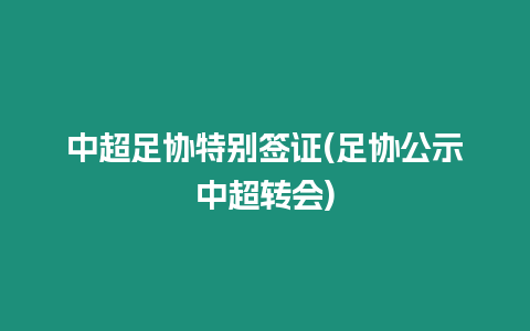 中超足協特別簽證(足協公示中超轉會)