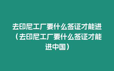 去印尼工廠要什么簽證才能進（去印尼工廠要什么簽證才能進中國）