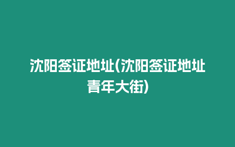 沈陽(yáng)簽證地址(沈陽(yáng)簽證地址青年大街)