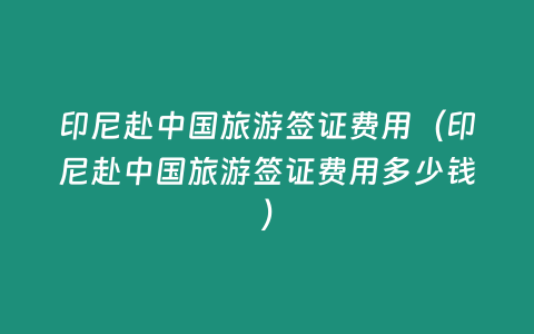 印尼赴中國旅游簽證費用（印尼赴中國旅游簽證費用多少錢）