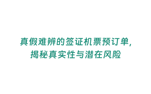 真假難辨的簽證機票預訂單，揭秘真實性與潛在風險