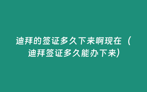 迪拜的簽證多久下來啊現(xiàn)在（迪拜簽證多久能辦下來）