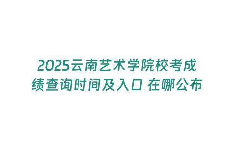 2025云南藝術學院校考成績查詢時間及入口 在哪公布