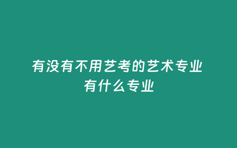 有沒有不用藝考的藝術(shù)專業(yè) 有什么專業(yè)