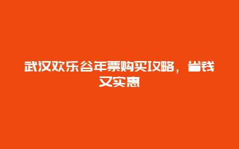 武漢歡樂谷年票購買攻略，省錢又實惠