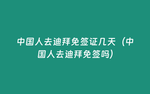 中國人去迪拜免簽證幾天（中國人去迪拜免簽嗎）