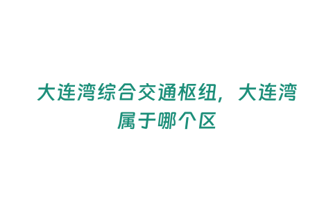 大連灣綜合交通樞紐，大連灣屬于哪個區