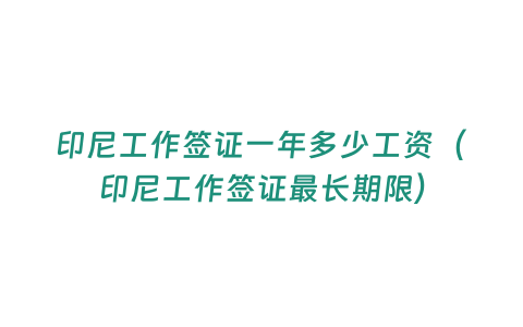 印尼工作簽證一年多少工資（印尼工作簽證最長期限）